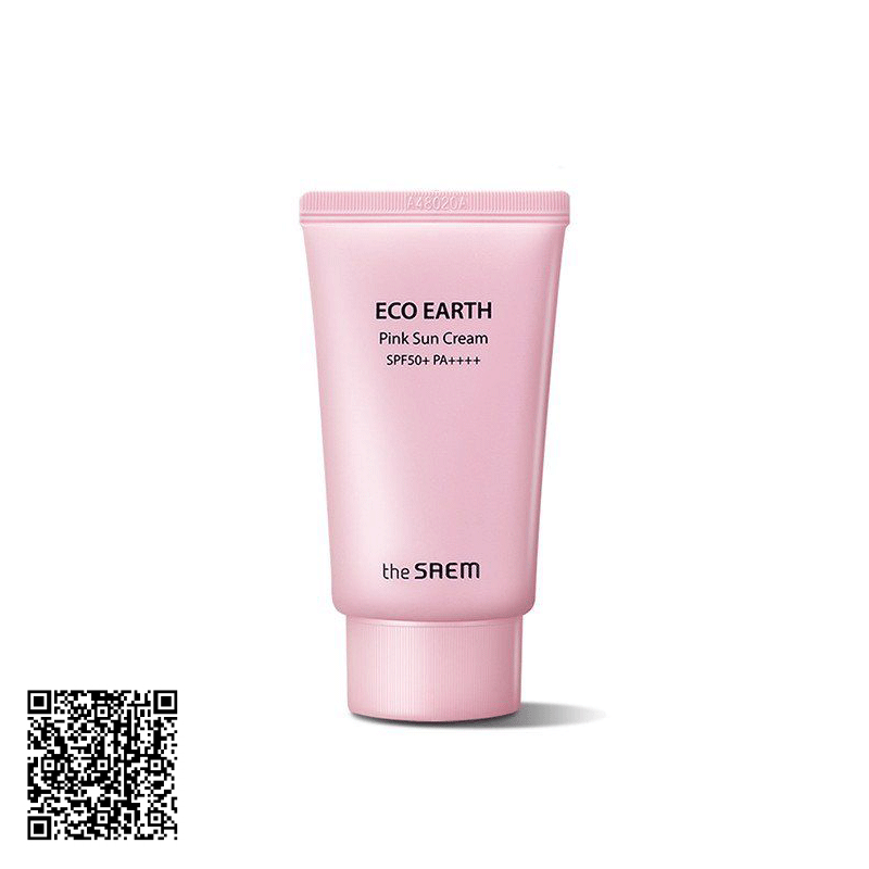Kem Chống Nắng Eco Earth Power Pink Sun Cream SPF50+/PA++++ The Saem Giảm Dầu, Giúp Da Sáng Hồng Hàn Quốc 50g