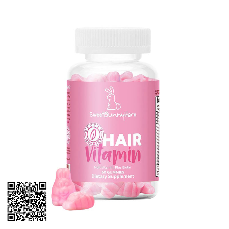 Kẹo Dẻo Kích Thích Mọc Tóc Sweet Bunny Vegan Hair Vitamin Mỹ 60 Viên