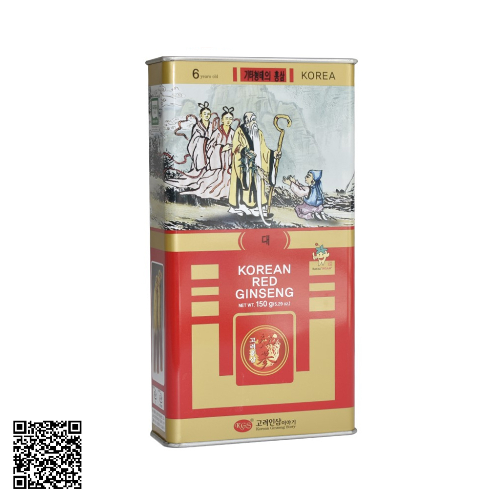 Hồng Sâm Củ Khô KGS Korean Red Ginseng Punggi Hộp Thiếc 150g (6-10 Củ)