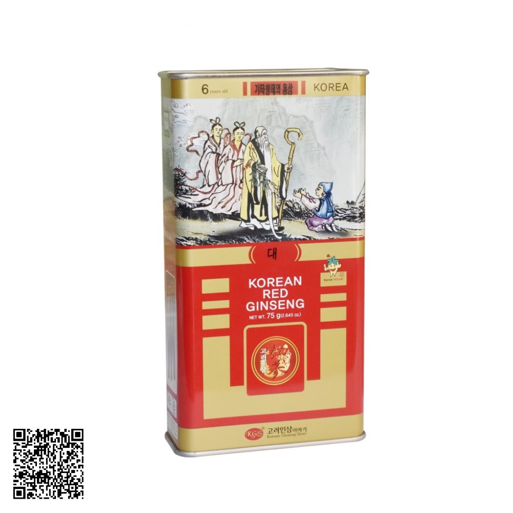 Hồng Sâm Củ Khô KGS Korean Red Ginseng Punggi Hộp Thiếc Từ Hàn Quốc 75g (3-5 Củ)
