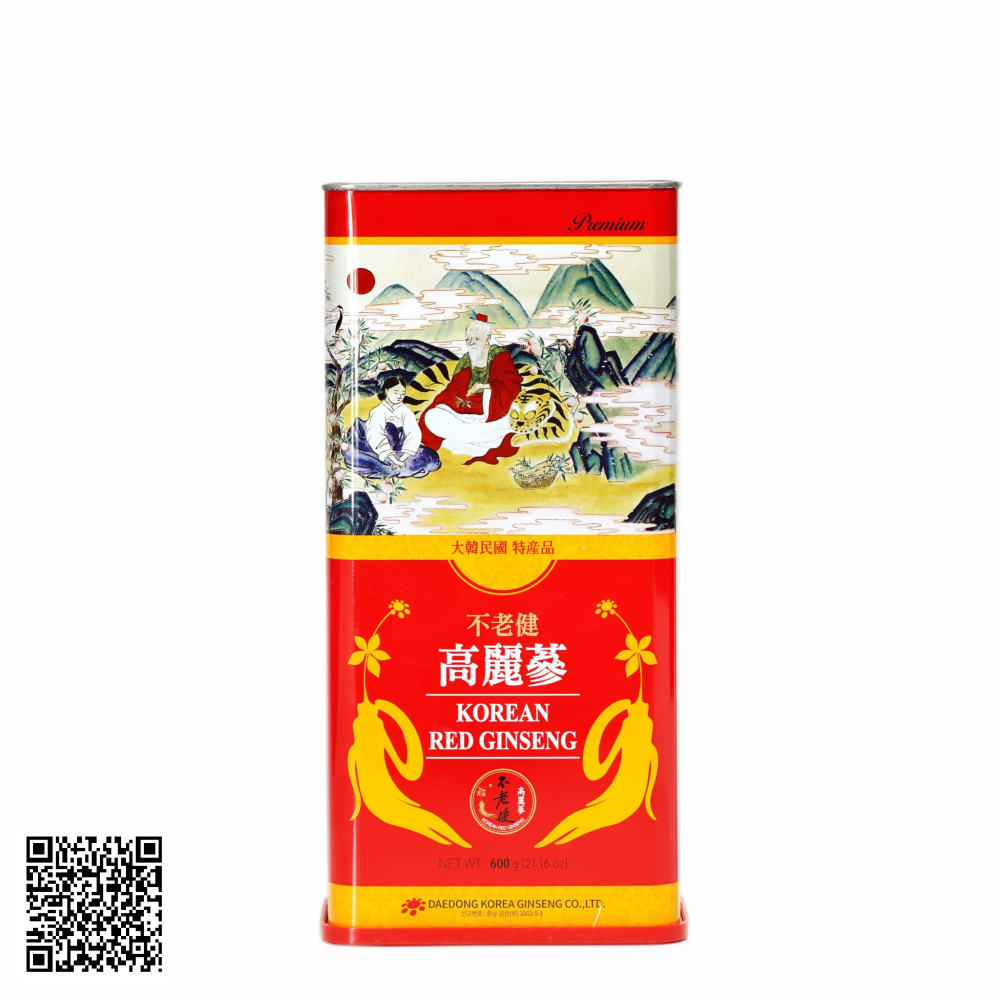Hồng Sâm Củ Khô Daedong Korean Red Ginseng Hộp Thiếc Từ Hàn Quốc 600g (20 Củ)