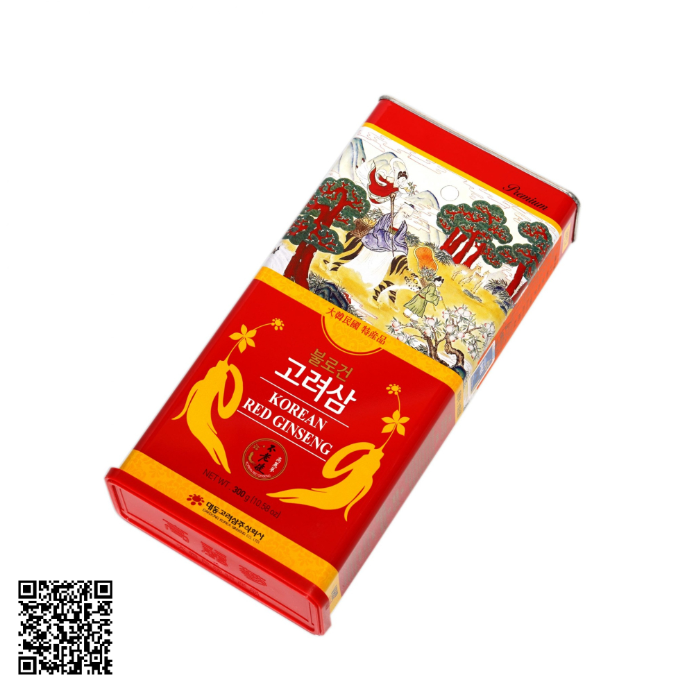 Hồng Sâm Củ Khô Daedong Korean Red Ginseng Hộp Thiếc 300g (10 Củ)