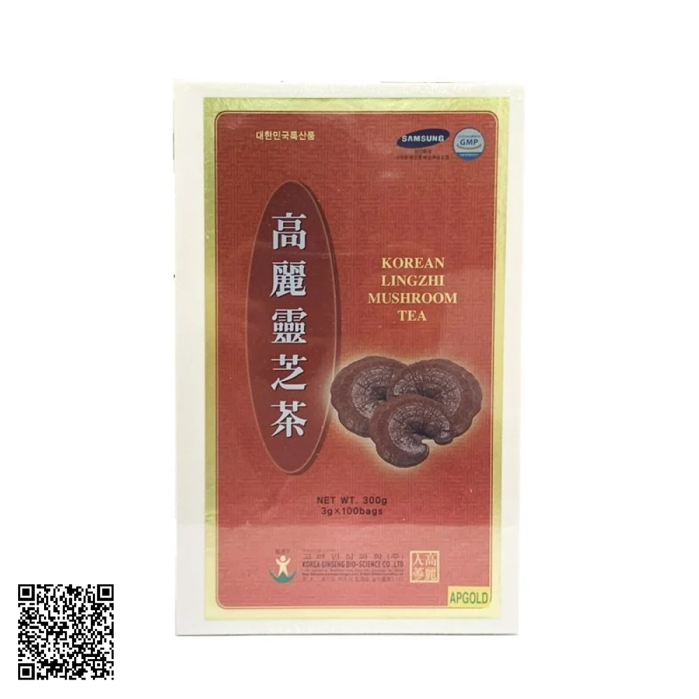 Trà Linh Chi Bio Apgold Korean Lingzhi Mushroom Tea Hộp Gỗ Từ Hàn Quốc 100 Gói