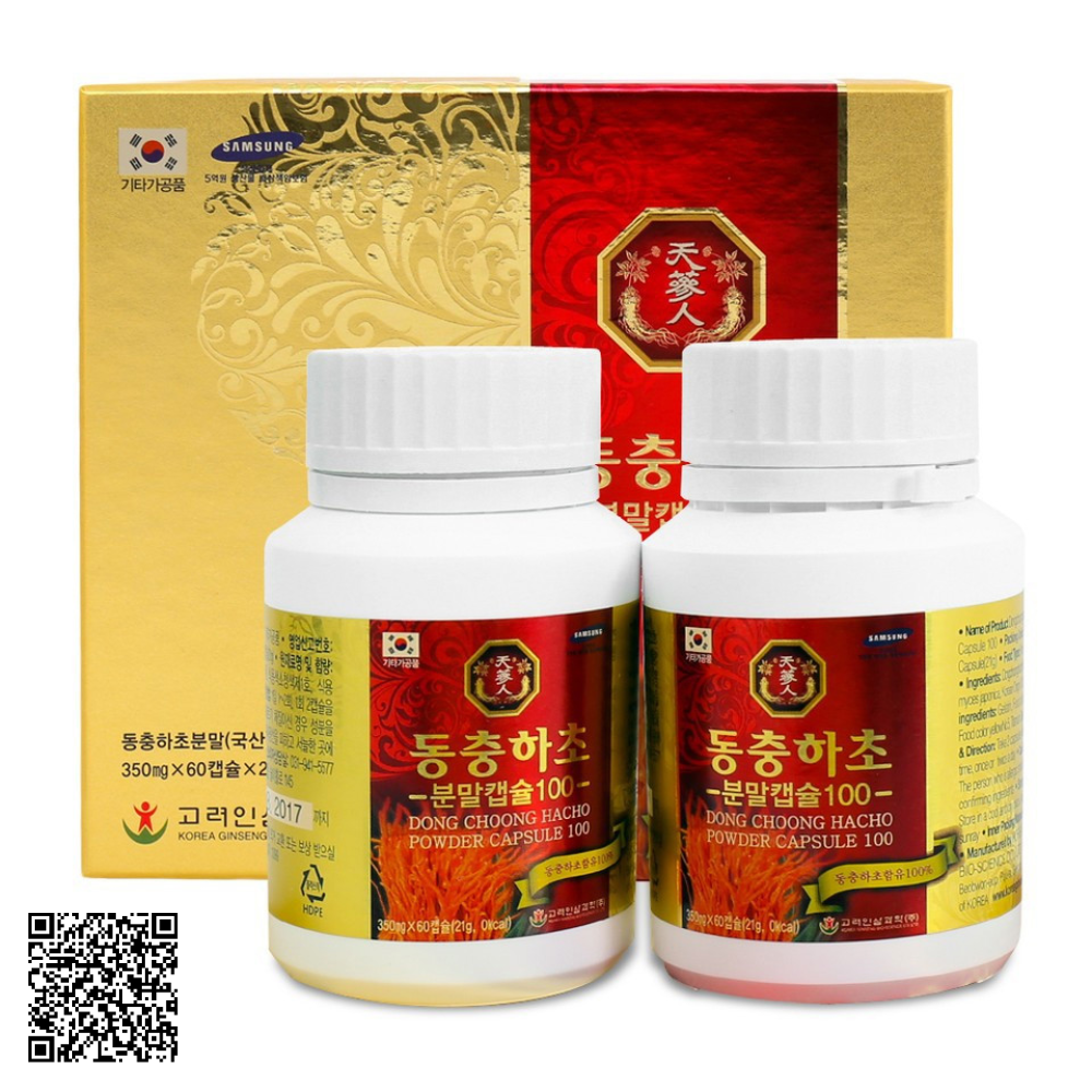 Viên Đông Trùng Hạ Thảo Bio Apgold Dong Choong Hacho Powder Capsule 100 Từ Hàn Quốc