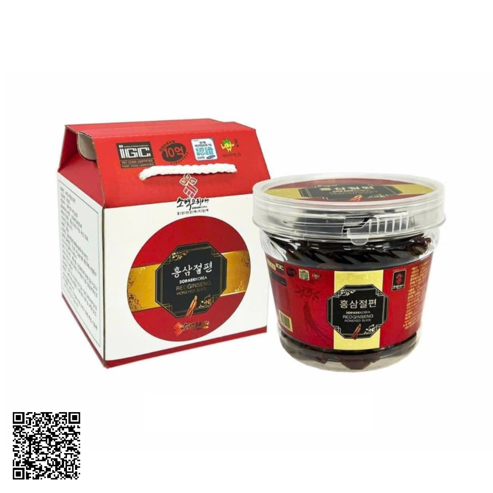 Hồng Sâm Lát Tẩm Mật Ong Sobaek Korea Redginseng Honeyed Slice Hũ Nhựa Từ Hàn Quốc 200g
