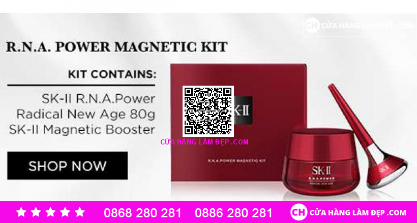 Set SK-II R.N.A Power Magnetic Booster Kit - Set Kem R.N.A 80g Và Gậy Từ Tính Siêu Thẩm Thấu