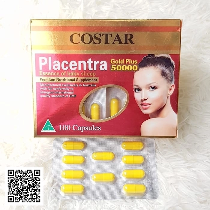 Nhau Thai Cừu Costar Placenta Essence Of Baby Sheep Gold Plus (50000mg X 100 Viên)