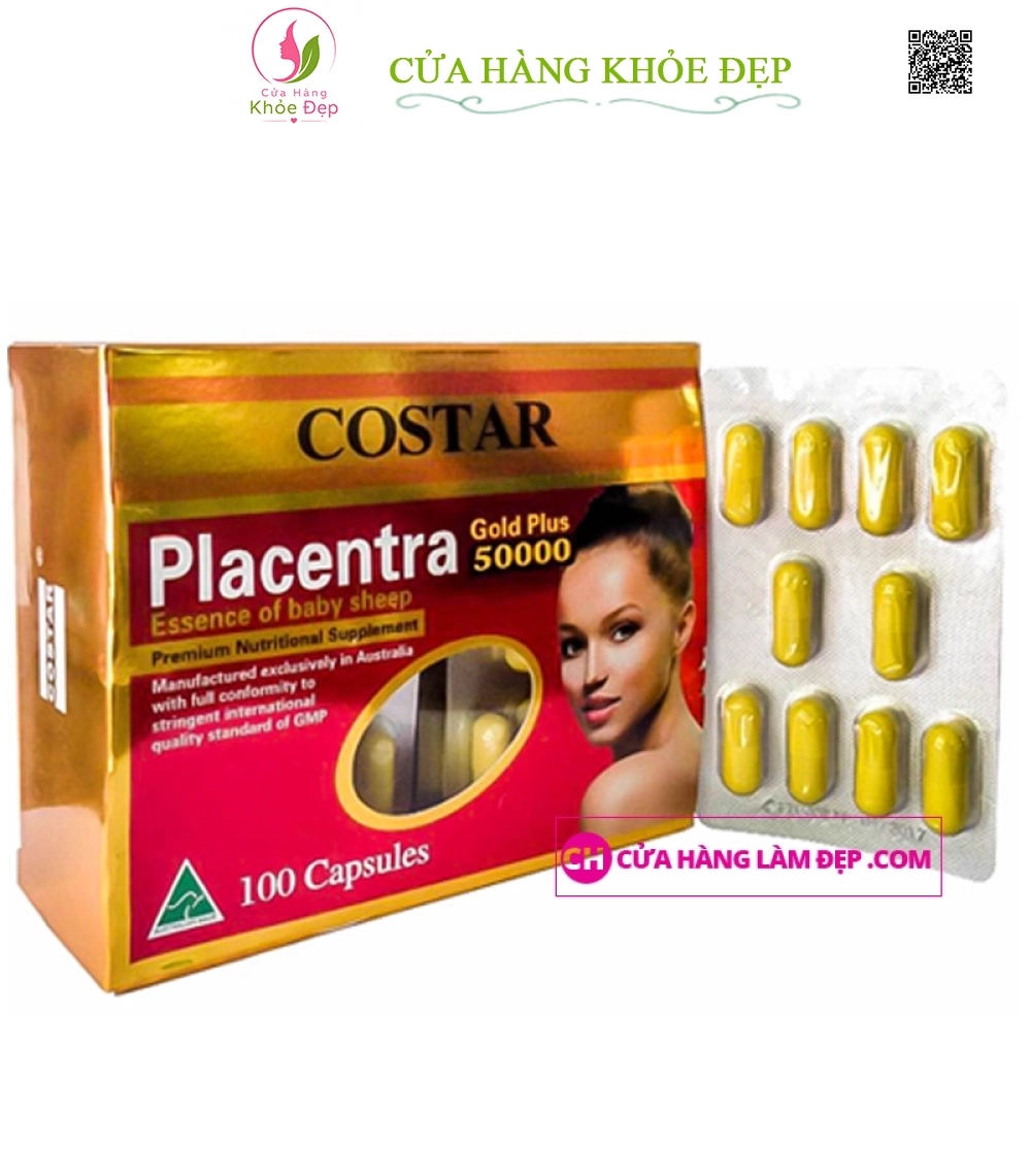Nhau Thai Cừu Costar Placenta Essence Of Baby Sheep Gold Plus (50000mg X 100 Viên)