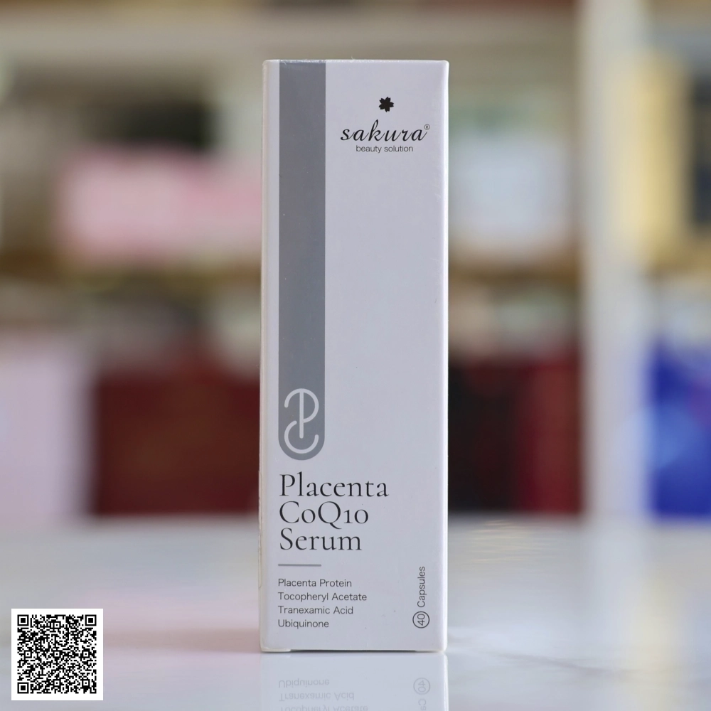 Serum Trắng Da, Hỗ Trợ Ngừa Lão Hóa Và Cấp Ẩm Sakura Placenta CoQ10 Serum Nhật Bản 40 Viên