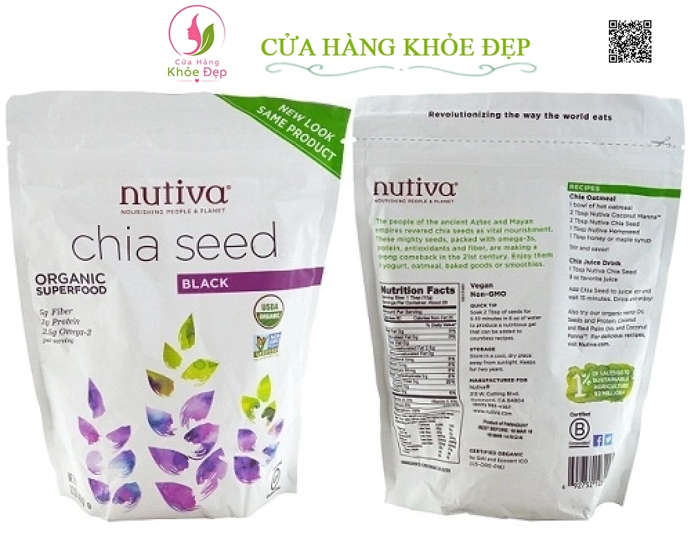 Hạt Chia Nutiva Organic Chia Seed Của Mỹ (970gr)