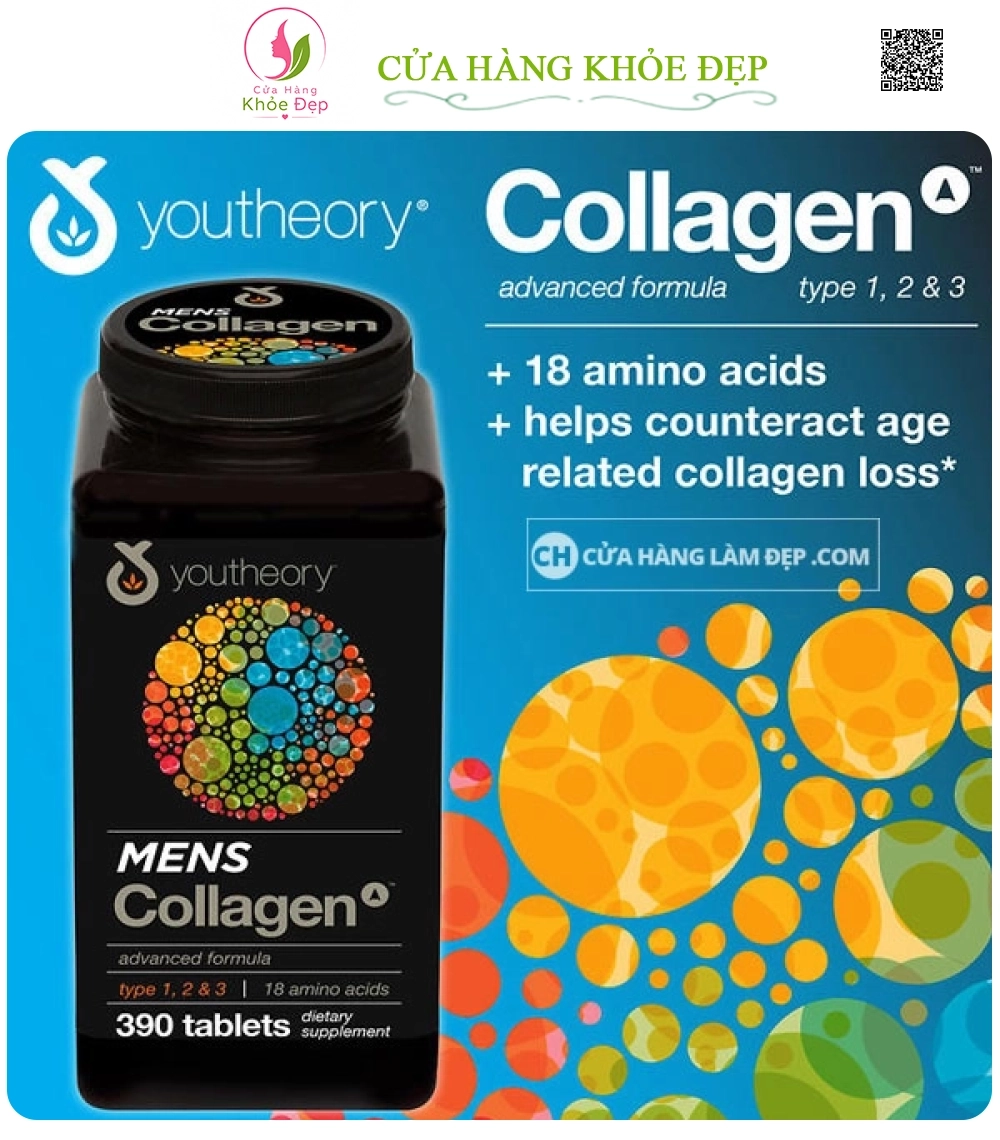Viên uống Collagen Youtheory Mens Type 1, 2 & 3 Dành Cho Nam