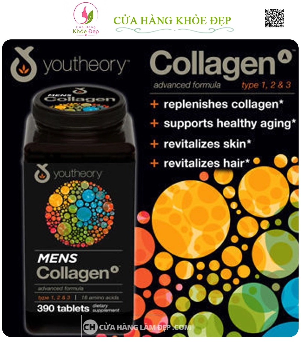 Viên uống Collagen Youtheory Mens Type 1, 2 & 3 Dành Cho Nam