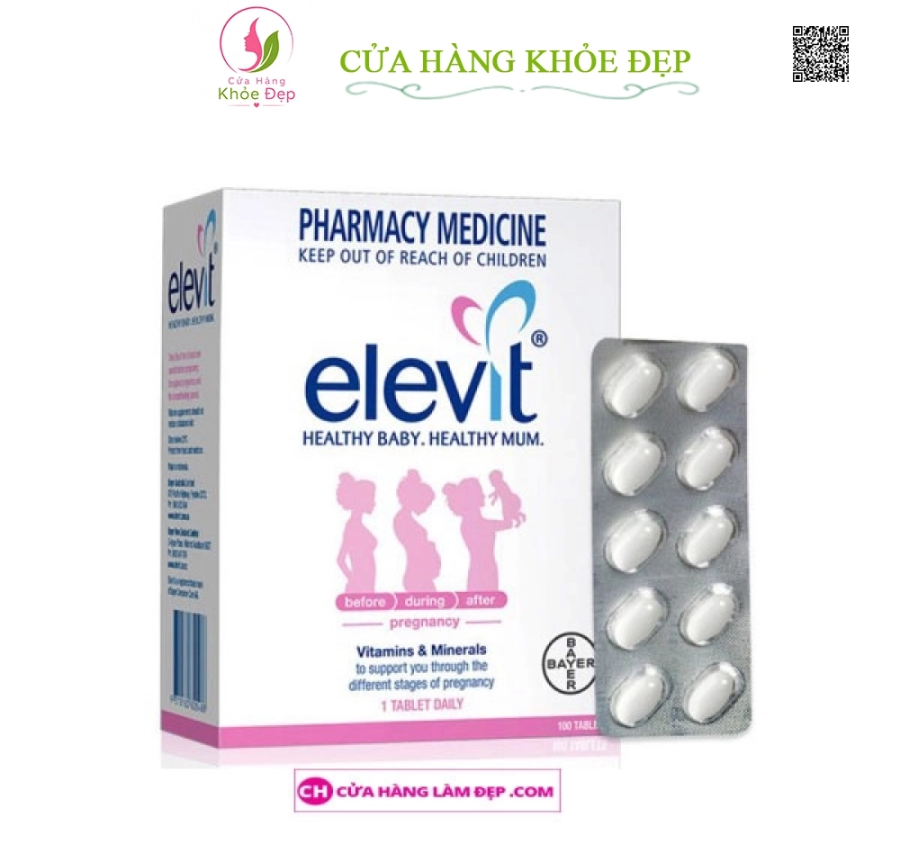 Elevit mẫu mới 2019 Của Úc Hộp 100 Viên - Vitamin Bà Bầu Dành Cho Phụ Nữ Trước, Trong Thời Kỳ Mang Thai Và Sau Khi Sinh