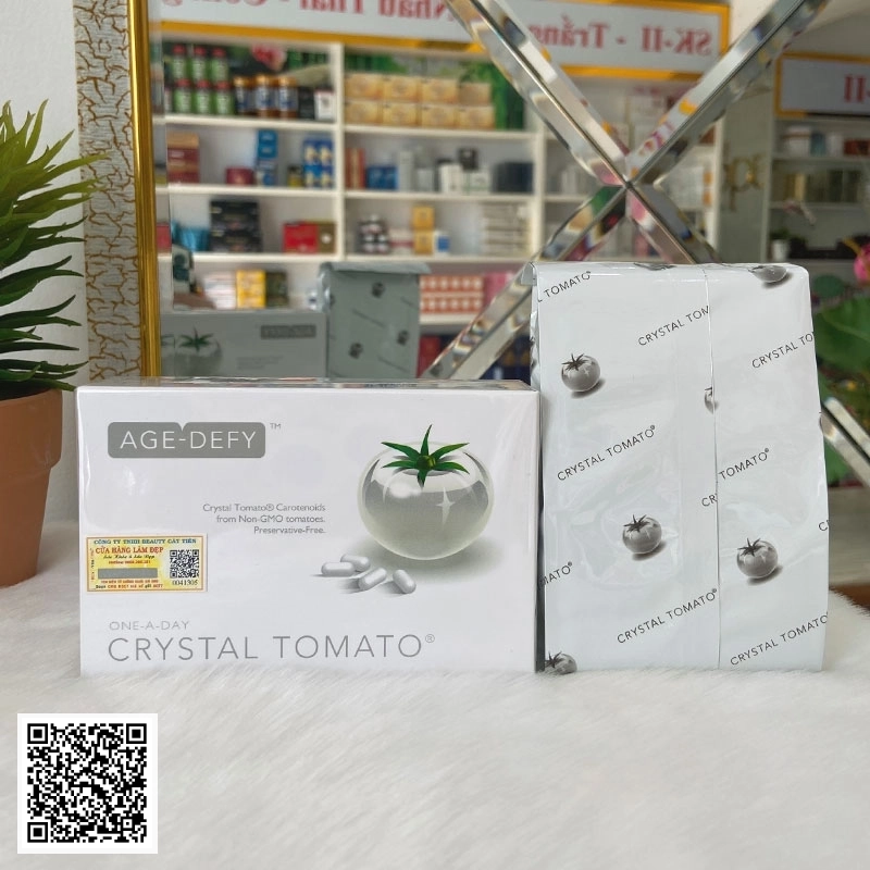 Viên Uống Crystal Tomato Age-Defy Trắng Da Toàn Thân Mỹ 30 Viên