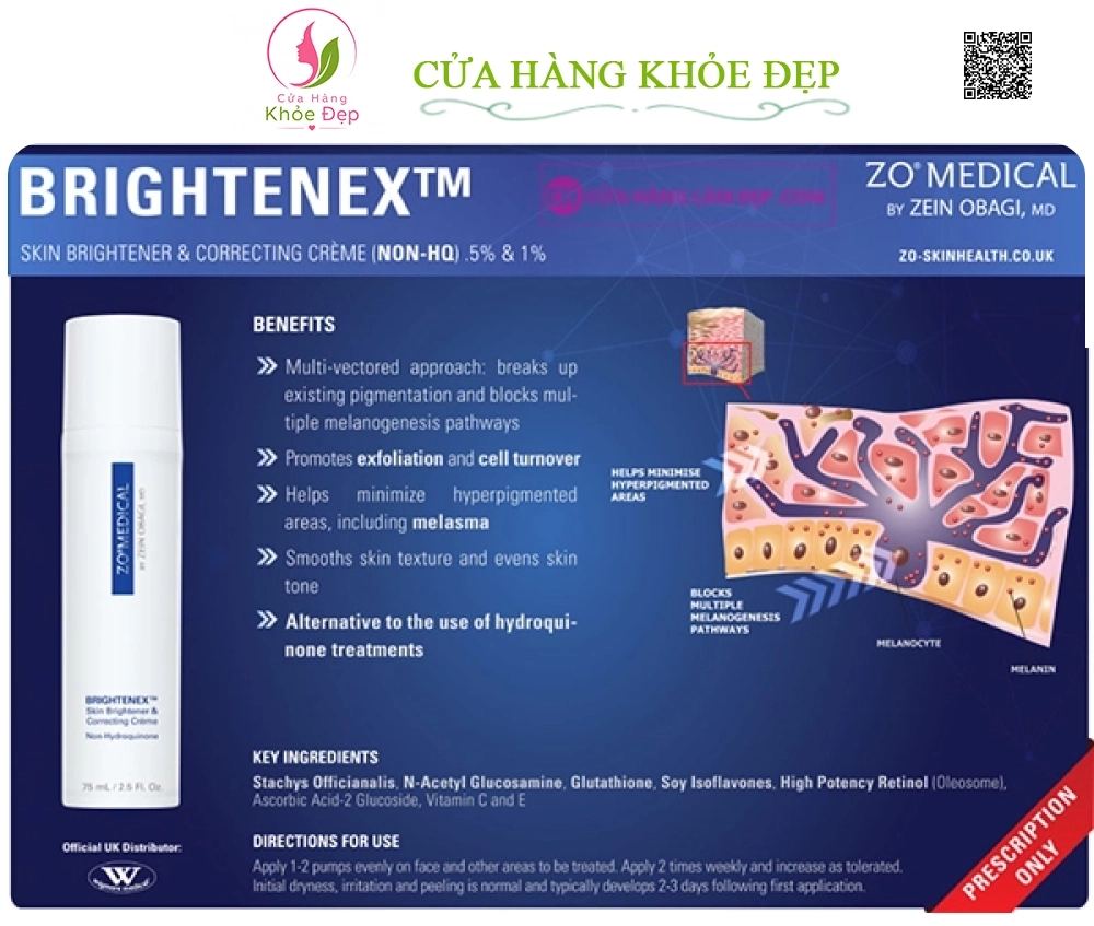 Kem Dưỡng Sáng, Tái Tạo Da ZO Brightenex Skin Britener and Correcting Cream