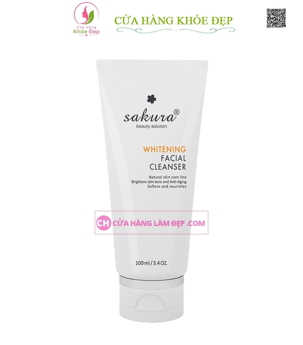 Sữa Rửa Mặt Dưỡng Trắng Da, Hỗ Trợ Ngừa Lão Hóa Sakura Whitening Facial Cleanser
