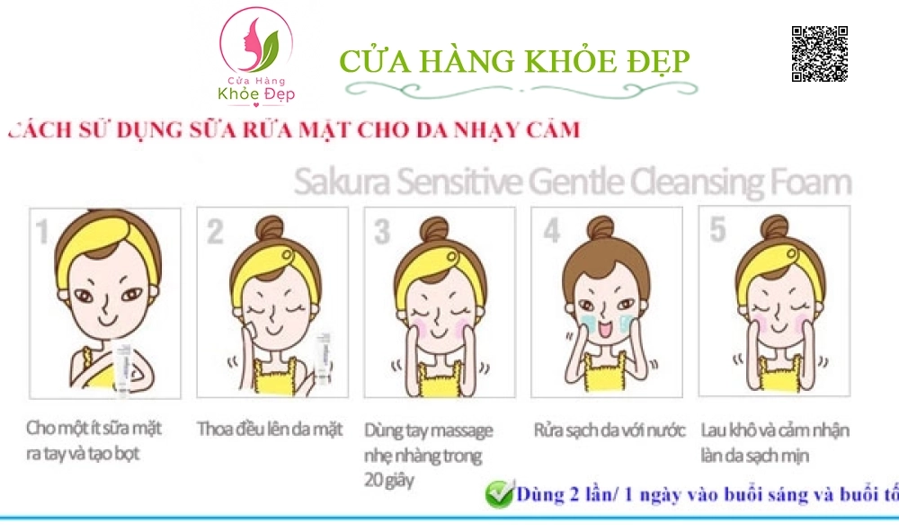Sữa Rửa Mặt Dành Cho Da Nhạy Cảm Sakura Sensitive Gentel Cleasing Foam