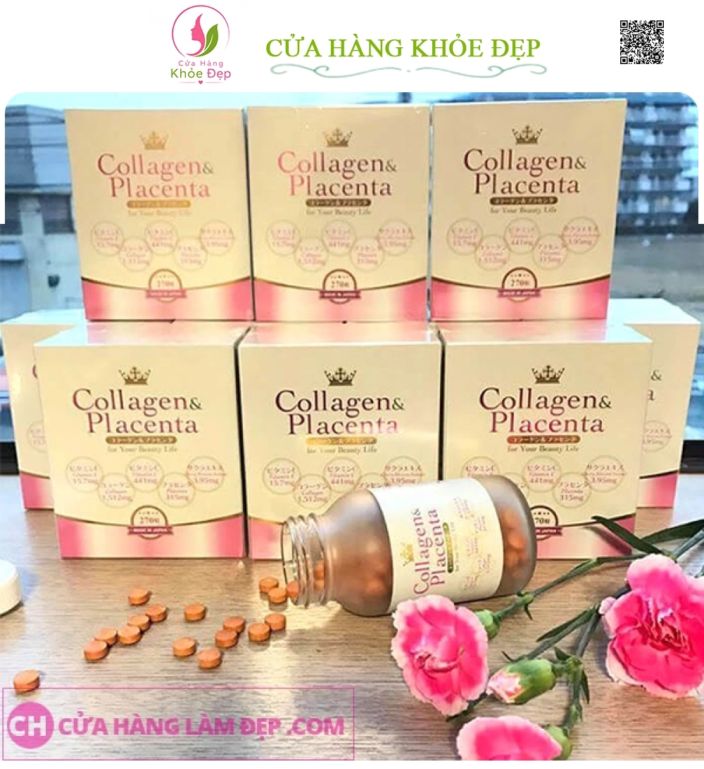 Uống Trắng Da Collagen Placenta Của Nhật 270 Viên