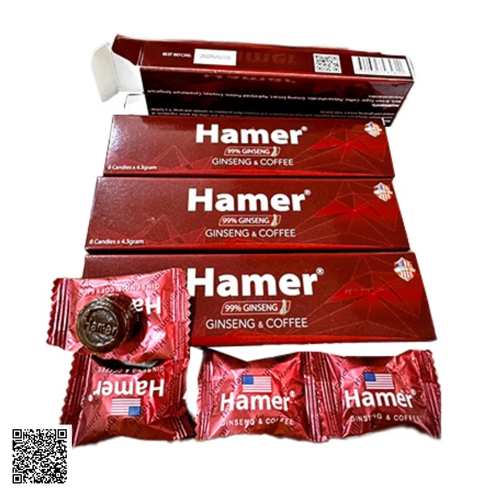 Viên Hamer Ginseng & Coffee Candy Ngậm Tăng Sinh Lý  Hộp 32 viên