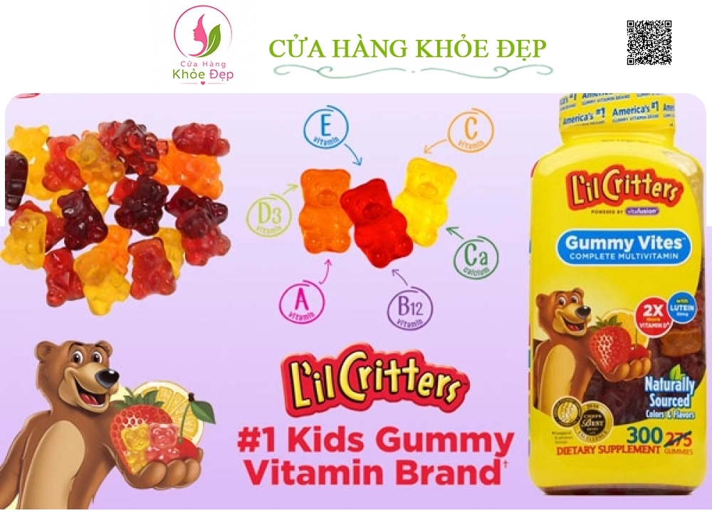 Kẹo Dẻo Lil Critters Gummy Vites - Bổ Sung Vitamin Tổng Hợp Cho Trẻ Biếng Ăn