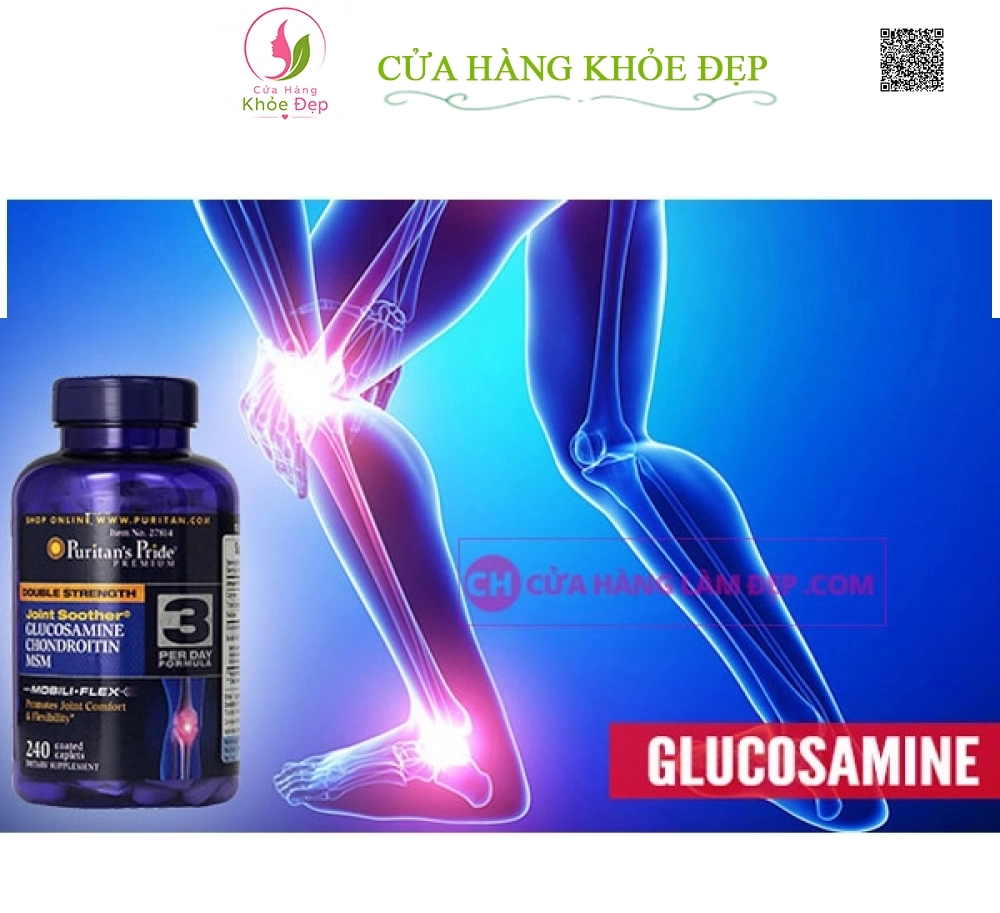 Viên uống hỗ trợ xương khớp Puritan's Pride Double Strength Glucosamine, Chondroitin & MSM (240 Viên)