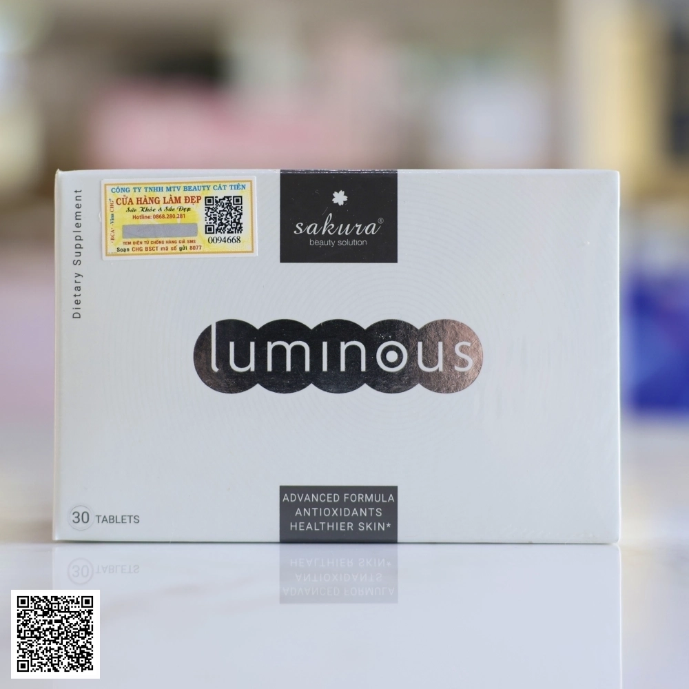 Viên Uống Cà Chua Trắng Luminous Sakura Trắng Da,Mờ Nám Nhật Bản Hộp 30 Viên