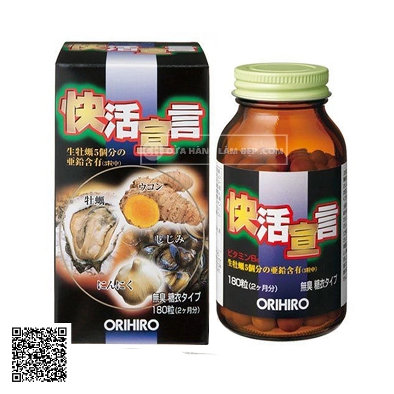 Tinh Chất Hàu Tươi, Tỏi, Nghệ Hỗ Trợ Tăng Cường Sinh Lực Nam Orihiro 180 Viên
