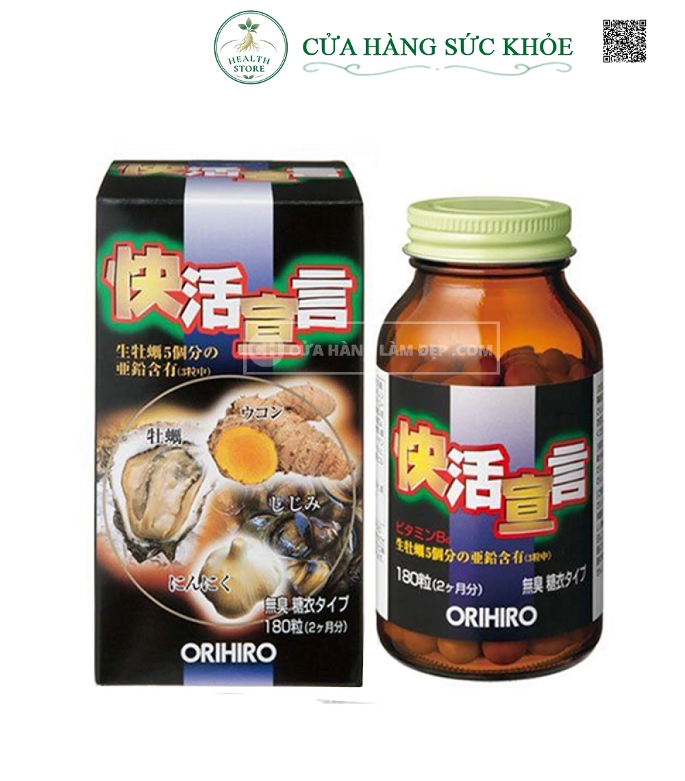 Tinh Chất Hàu Tươi, Tỏi, Nghệ Hỗ Trợ Tăng Cường Sinh Lực Nam Orihiro 180 Viên