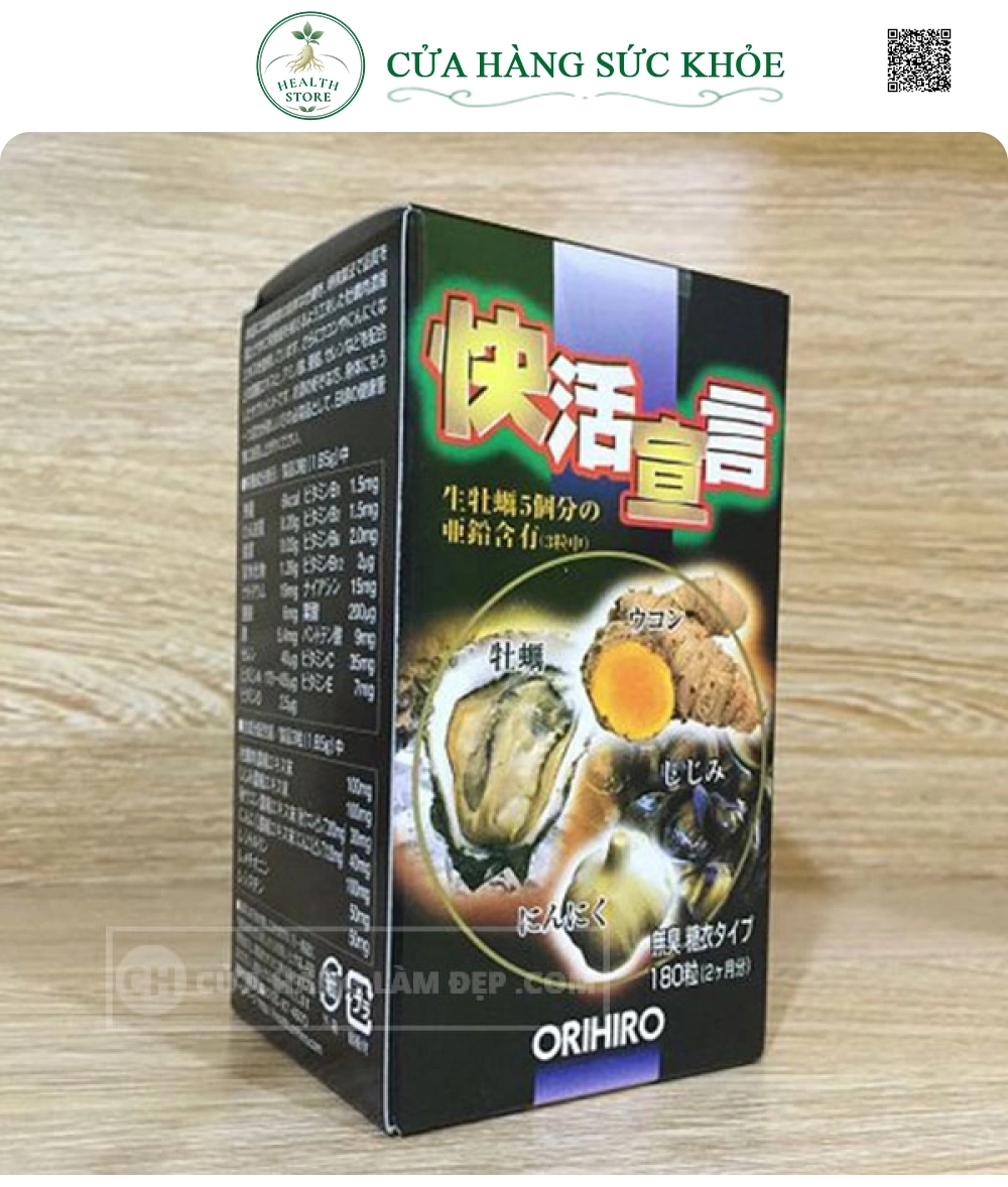 Tinh Chất Hàu Tươi, Tỏi, Nghệ Hỗ Trợ Tăng Cường Sinh Lực Nam Orihiro 180 Viên