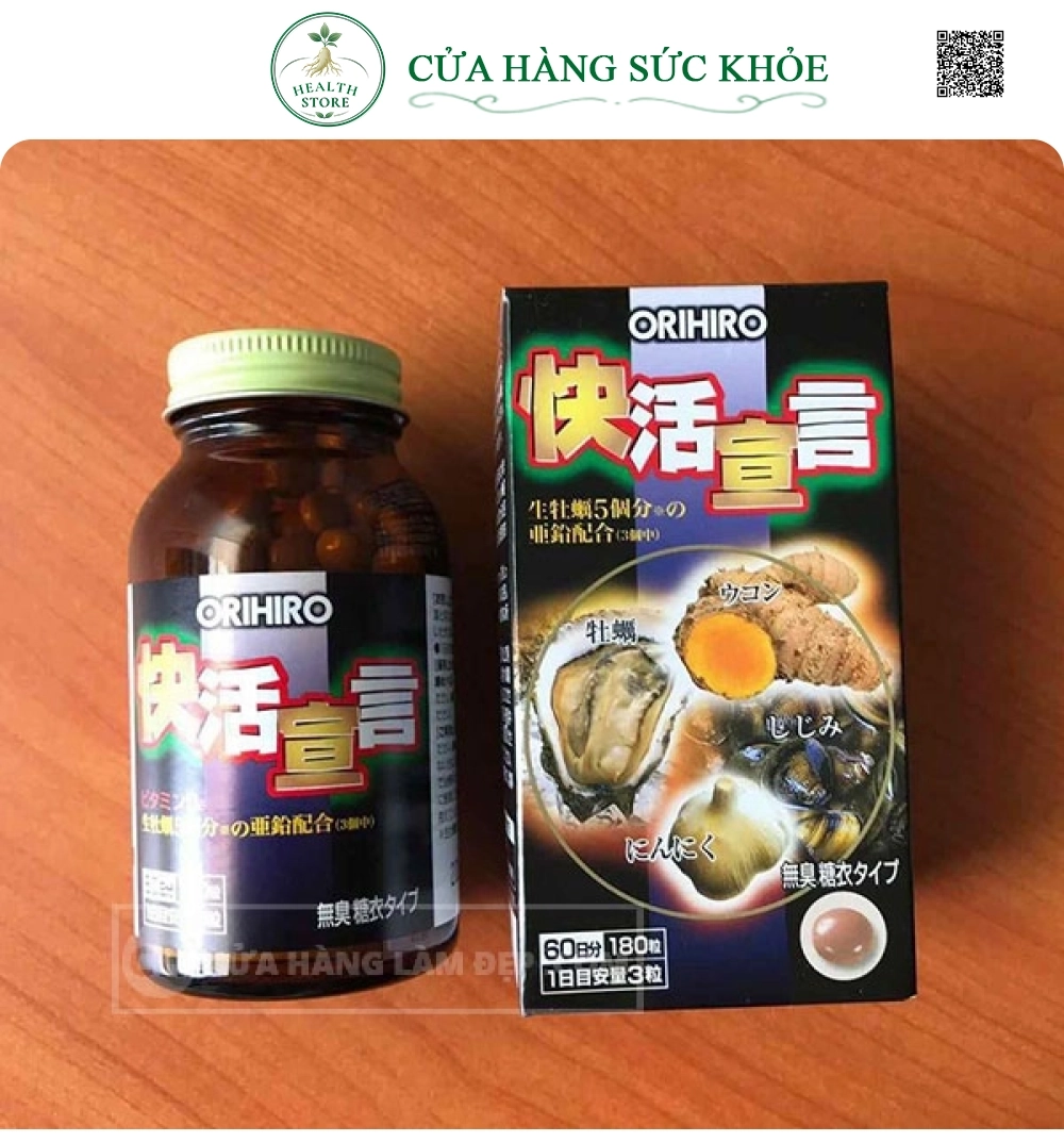 Tinh Chất Hàu Tươi, Tỏi, Nghệ Hỗ Trợ Tăng Cường Sinh Lực Nam Orihiro 180 Viên