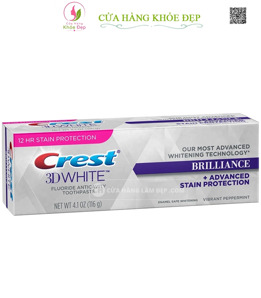 Kem Đánh Răng Crest 3D White Fluoride Anticavity Toothpaste Brilliance 116g