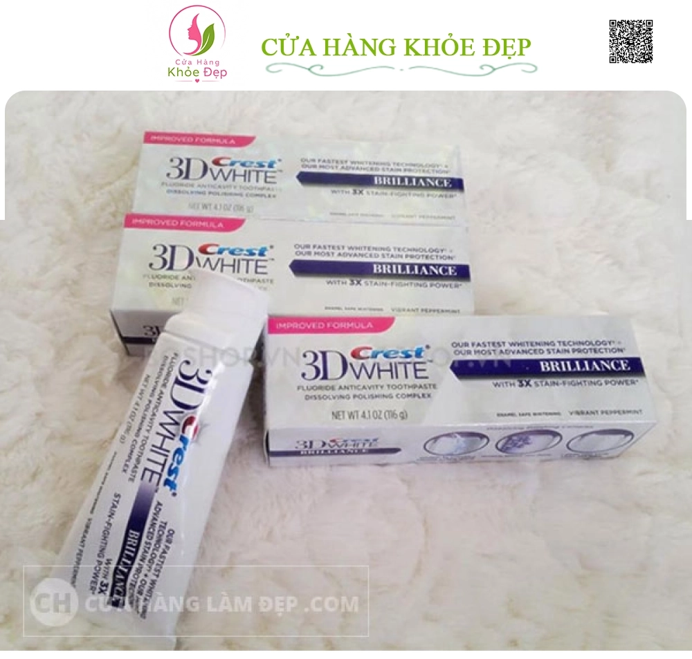 Kem Đánh Răng Crest 3D White Fluoride Anticavity Toothpaste Brilliance 116g