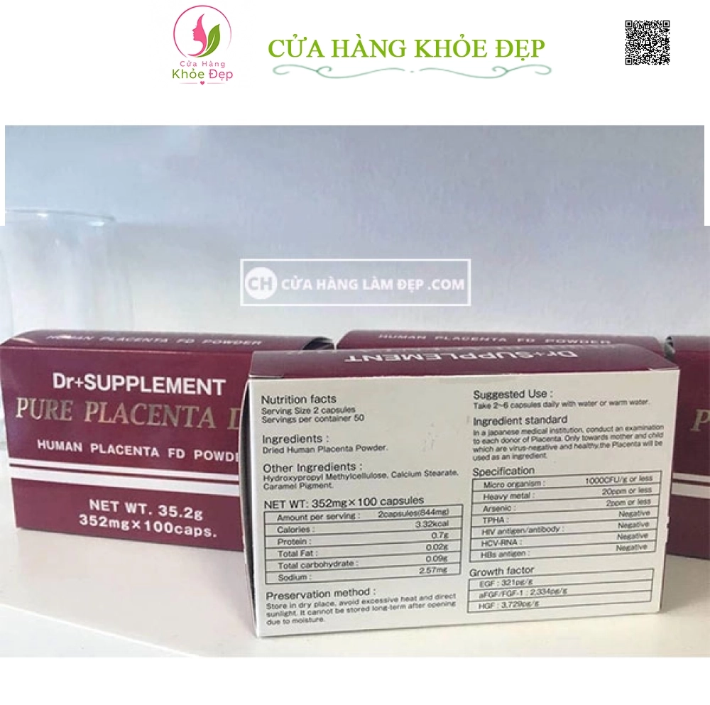 Viên Uống Tinh Chất Tế Bào Pure Placenta D.R (100 Viên X 352 Mg) Nhật Bản