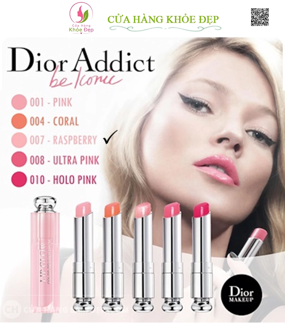 Son Dưỡng Dior Addict Lip Glow 007 Raspberry Màu Hồng Tím