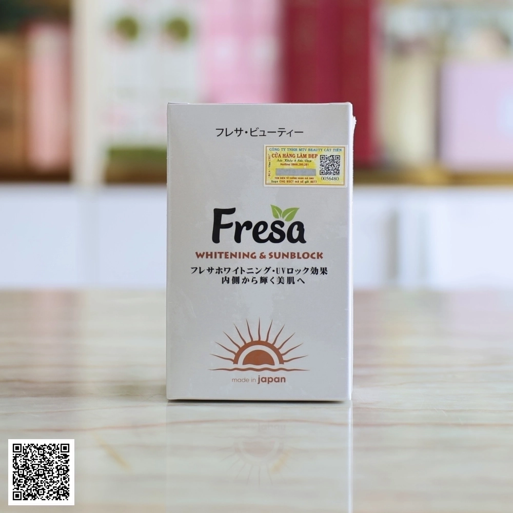 Viên Uống Chống Nắng Trắng Da Fresa Whitening & Sunblock Nhật Bản 90 Viên