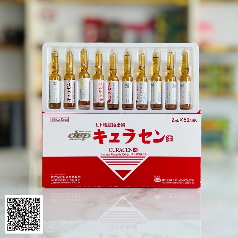 Curacen Placenta Extract Tiêm Tế Bào Nhau Thai Nhật Bản Hộp 50 Ống * 2 ml