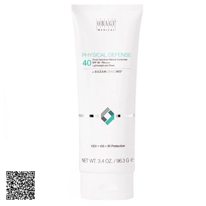 Kem Chống Nắng Vật Lý SuzanObagiMD Physical Defense Broad Spectrum SPF 40 Mỹ 3.4OZ / 96.3G