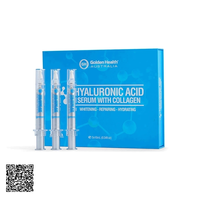 Tinh Chất Hyaluronic Acid Serum With Collagen Golden Health Của Úc Hộp 5 Lọ 10ml