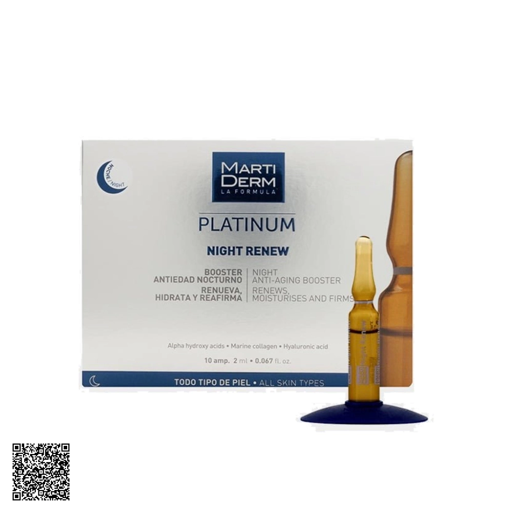 Tinh Chất MartiDerm Ampoule Platinum Night Renew Hỗ Trợ Ngừa Lão Hóa & Tái Tạo Da Ban Đêm Của Tây Ban Nha 30 Ống