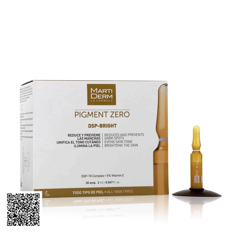 Tinh Chất Dưỡng Sáng Đều Màu Da, Giảm Đốm Sắc Tố MartiDerm Ampoule Pigment Zero DSP Bright Tây Ban Nha 30 Ống
