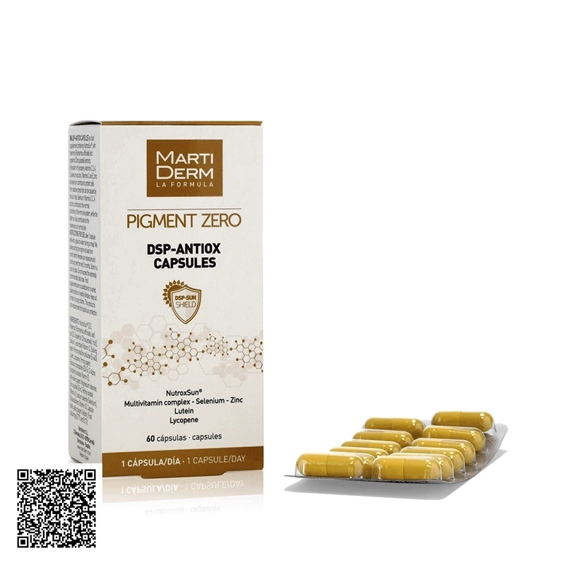 Viên Uống Chống Nắng, Làm Sáng Da MartiDerm Pigment Zero DSP Antiox Capsules Tây Ban Nha 60 Viên