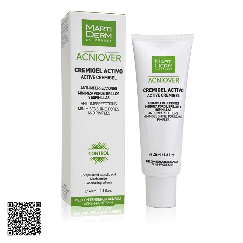 Kem Dưỡng Giảm Nhờn, Mụn MartiDerm Acniover Active Cremigel Tây Ban Nha 40ml