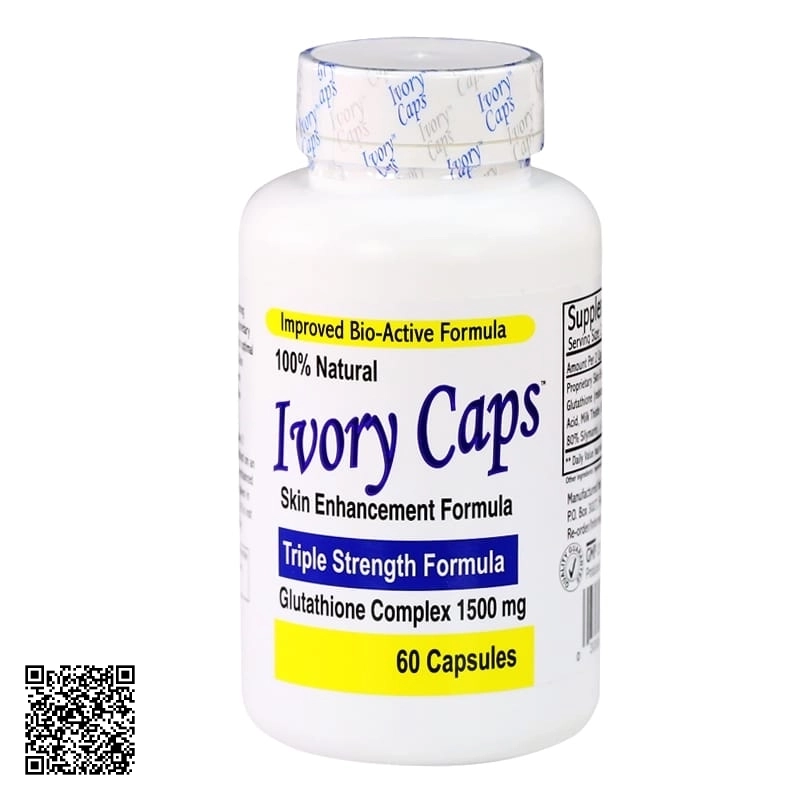 Viên Trắng Da Mờ Nám Số 1 Của Mỹ Ivory Caps (1500mg x 60 Viên)