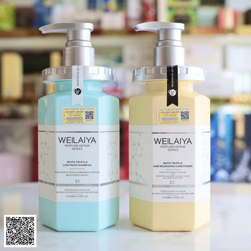 Bộ Gội Xả Weilaiya Phục Hồi Đa Tầng Chiết Xuất Trứng Cá Tầm Và Nấm Truffle Trắng Từ Trung Quốc 450ml x 450ml