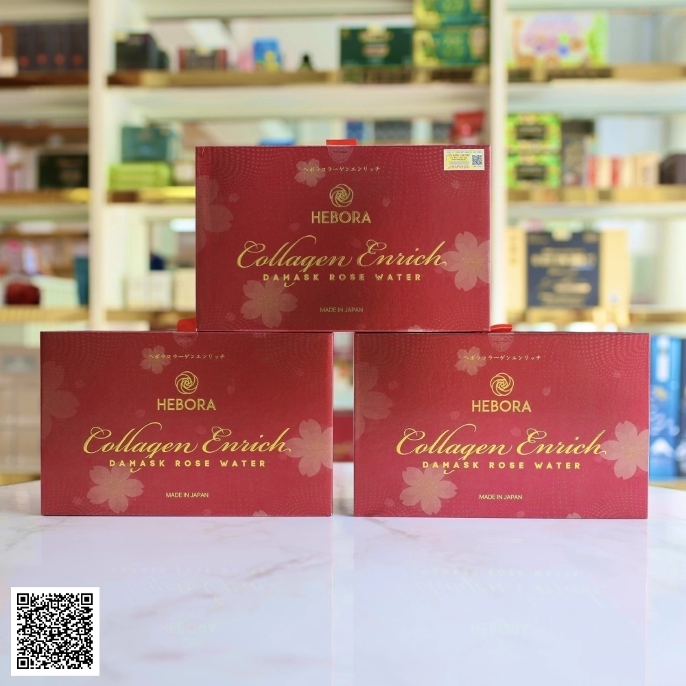 Combo Nước Uống Hebora Collagen Enrich Damask Rose Drink Từ Nhật Bản 3 Hộp