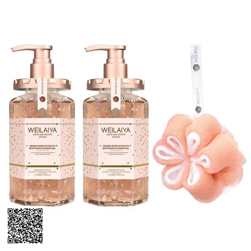 Combo 2 Chai Sữa Tắm Trắng Da Cánh Hoa Hồng Damask Weilaiya Grand Rose Extracts Whitening Shower Gel 450ml