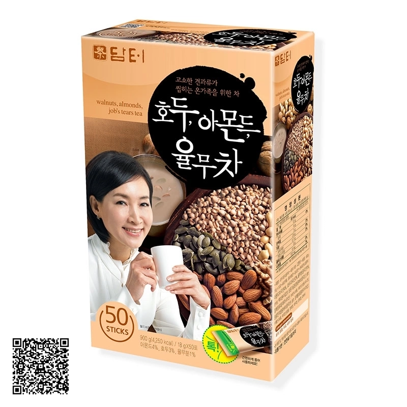 Bột Ngũ Cốc Dinh Dưỡng Damtuh Walnuts, Almonds, Jobs Tears Tea Của Hàn Quốc 50 Gói