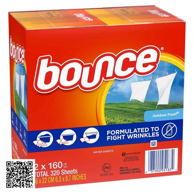 Giấy Thơm Quần Áo Bounce Iron Less Của Mỹ 320 Tờ