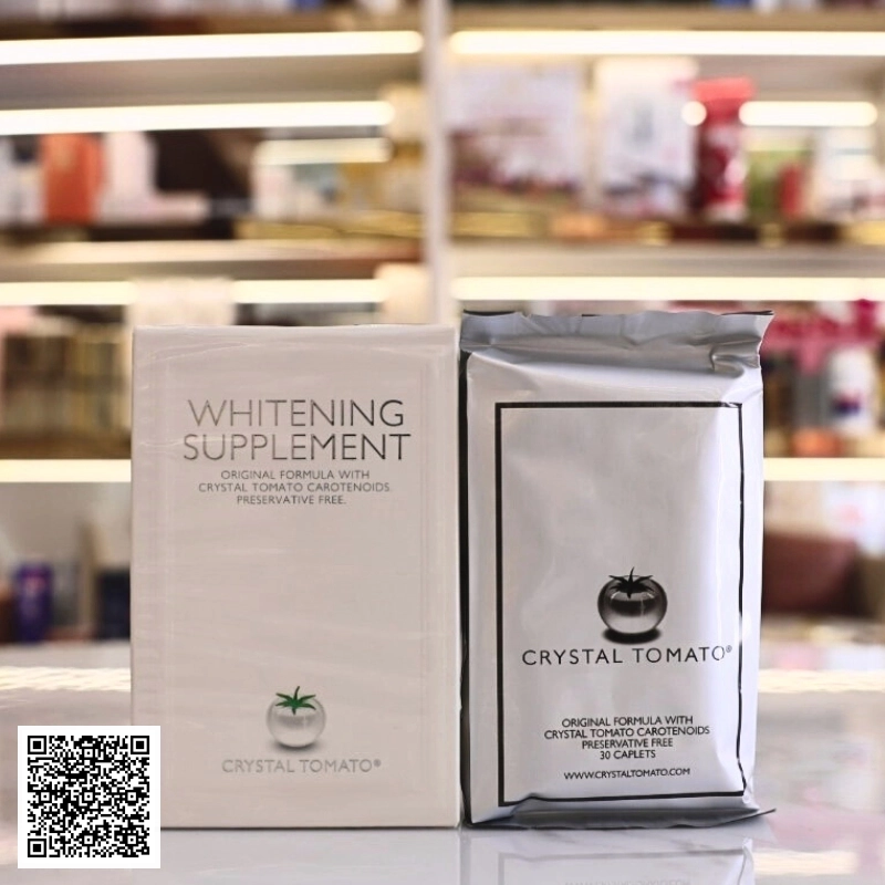 Viên Uống Trắng Da Cà Chua Trắng Crystal Tomato Whitening Supplement Mỹ 30 Viên