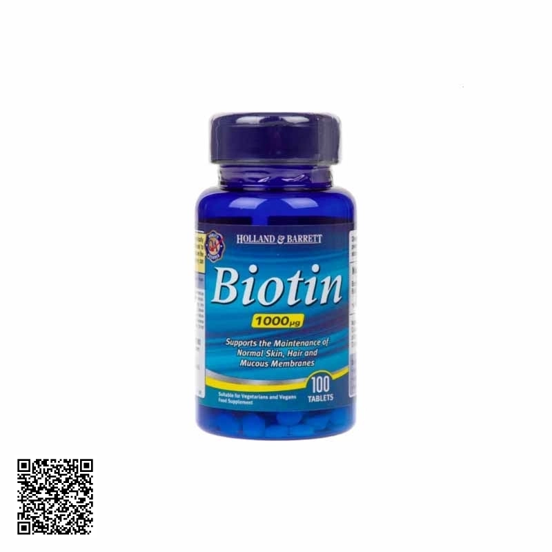 Viên Uống Mọc Tóc Holland And Barret Biotin 1000mg 100 Viên